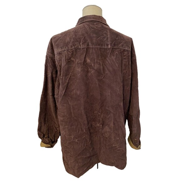 Vtg St. John's Bay Men's XXLT Corduroy Heavyweight Shirt Chore Coat Brown Green - Picture 3 of 10